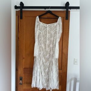 Elegant Lace Maternity Dress in Cream